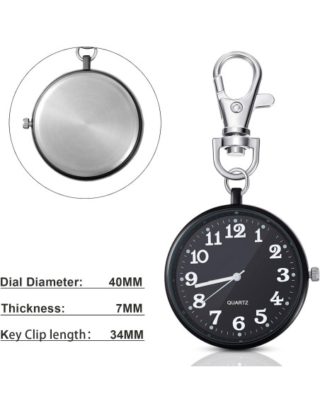 Reloj de bolsillo Junkin de cuarzo 2 piezas clip negro Reloj de bolsillo Junkin de cuarzo 2 piezas clip negro