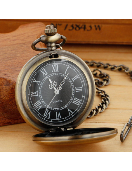 Reloj de bolsillo SwitchMe de cuarzo con cadena bronce