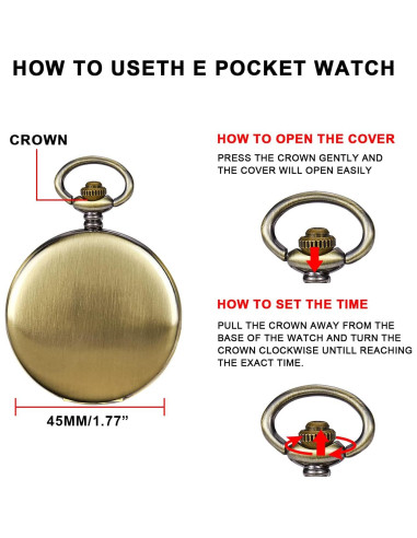 Reloj de bolsillo SwitchMe de cuarzo con cadena bronce