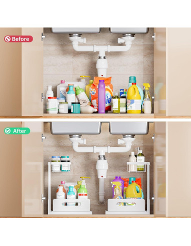 Organizador Bajo Fregadero VUSIGN 2 Paquete Blanco