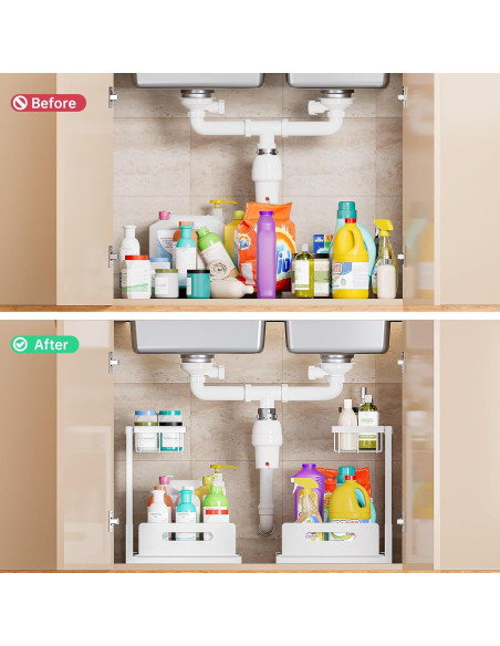 Organizador Bajo Fregadero VUSIGN 2 Paquete Blanco