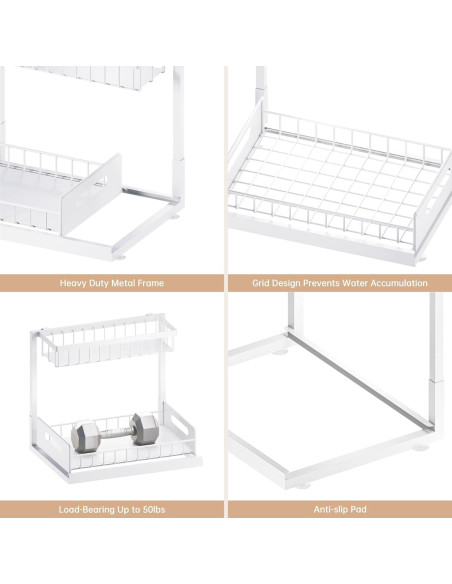 Organizador Bajo Fregadero VUSIGN 2 Paquete Blanco