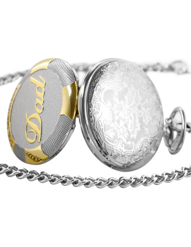 Reloj de bolsillo SwitchMe grabado para papá con cadena