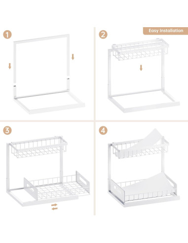 Organizador Bajo Fregadero VUSIGN 2 Paquete Blanco