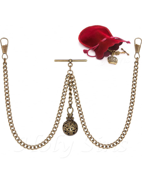 Cadena de Reloj de Bolsillo Doble Albert Bronce 30,48 cm
