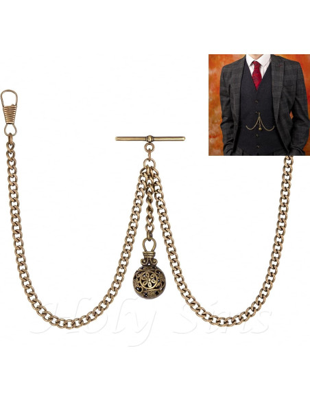 Cadena de Reloj de Bolsillo Doble Albert Bronce 30,48 cm