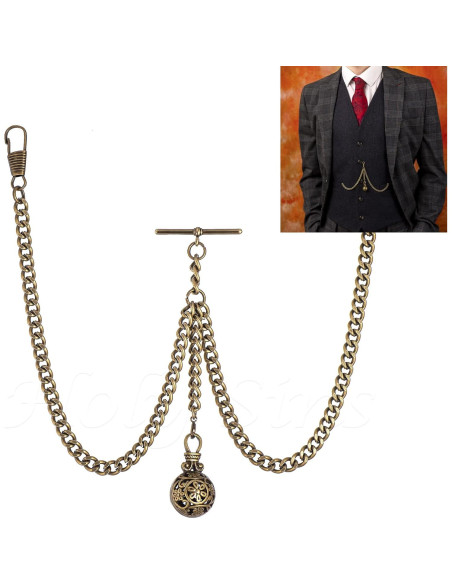 Cadena de Reloj de Bolsillo Doble Albert Bronce 30,48 cm