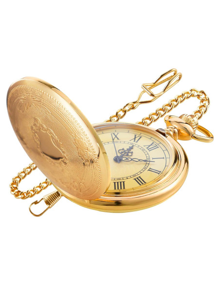 Reloj de bolsillo de cuarzo SwitchMe dorado con cadena