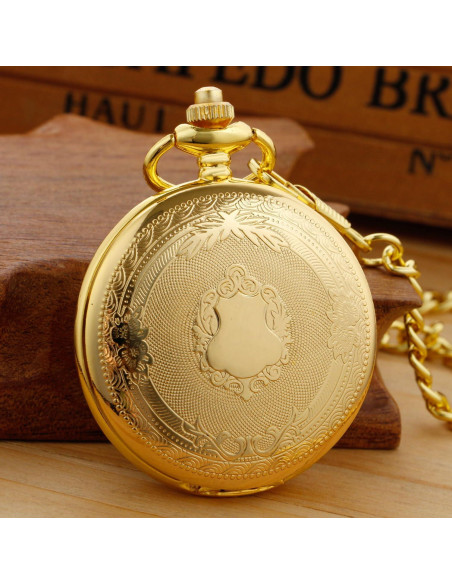 Reloj de bolsillo de cuarzo SwitchMe dorado con cadena