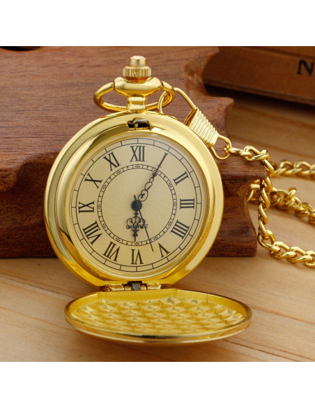 Reloj de bolsillo de cuarzo SwitchMe dorado con cadena