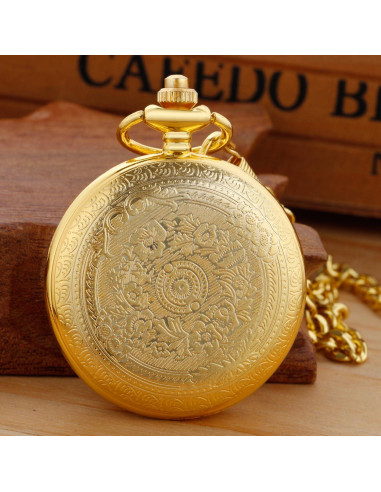 Reloj de bolsillo de cuarzo SwitchMe dorado con cadena