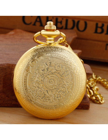 Reloj de bolsillo de cuarzo SwitchMe dorado con cadena