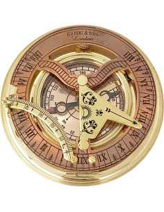 Brass Nautical Reloj de Sol Antiguo en Caja Regalo 9x9 cm 2