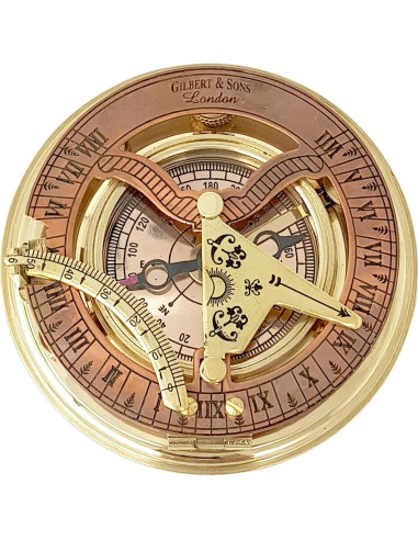 Brass Nautical Reloj de Sol Antiguo en Caja Regalo 9x9 cm