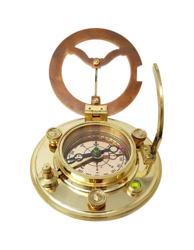 Brass Nautical Reloj de Sol Antiguo en Caja Regalo 9x9 cm