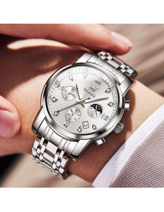 Reloj OLEVS para hombres analógico acero inoxidable 3ATM 2