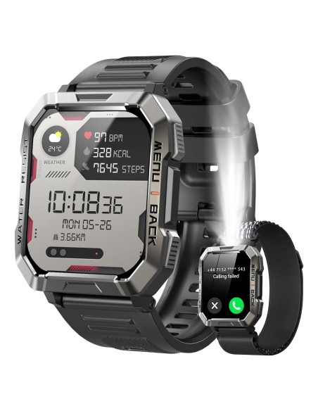 Reloj Inteligente Militar IOWODO W60 2.01'' Bluetooth 100 Días