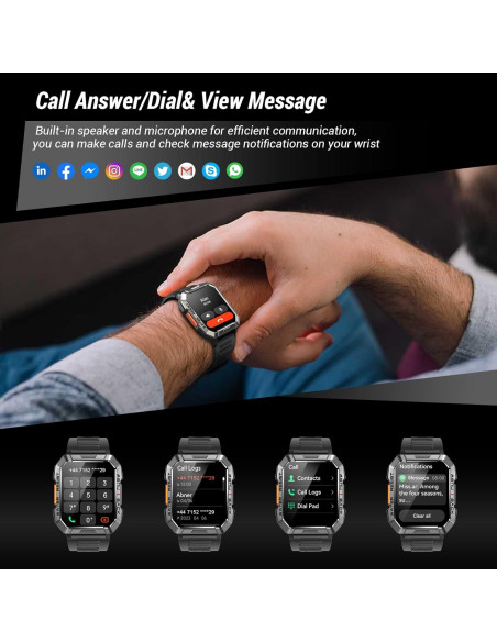 Reloj Inteligente Militar IOWODO W60 2.01'' Bluetooth 100 Días