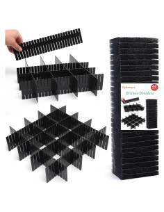 Divisores de Cajón 40Pcs Flytianmy Ajustables Negros