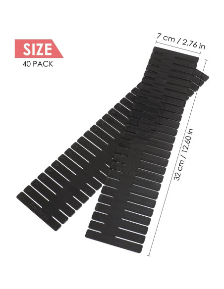 Divisores de Cajón 40Pcs Flytianmy Ajustables Negros