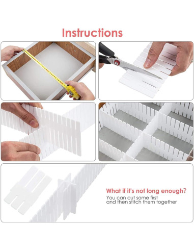 Divisores de Cajón 40Pcs Flytianmy Ajustables Negros