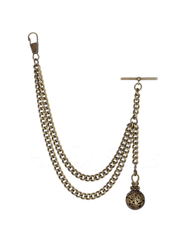 Cadena Reloj de Bolsillo Albert Bronce Hecha a Mano 30cm