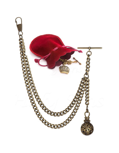 Cadena Reloj de Bolsillo Albert Bronce Hecha a Mano 30cm