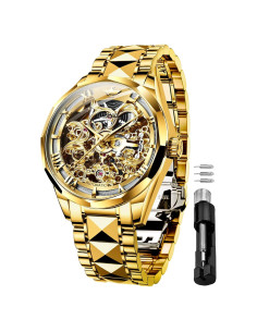 Reloj Mecánico Esqueleto OUPINKE Oro Automático 50M