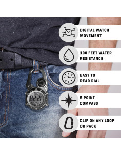 Reloj Digital Dakota Backpacker Clip Resistente al Agua 2