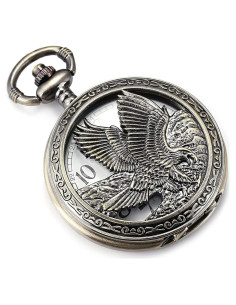 Reloj de bolsillo SIBOSUN águila bronce con cadena 10.8cm