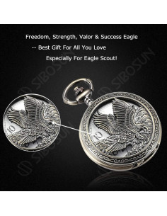 Reloj de bolsillo SIBOSUN águila bronce con cadena 10.8cm 2