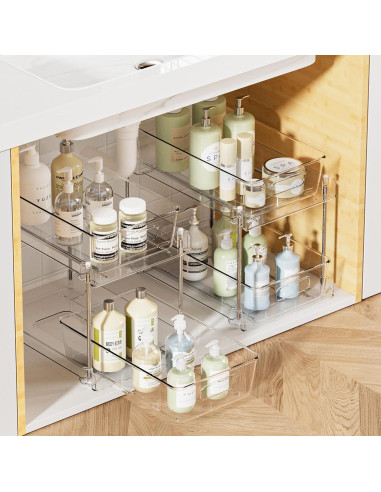 Organizador Vtopmart 2 Niveles para Baño y Cocina Transparente