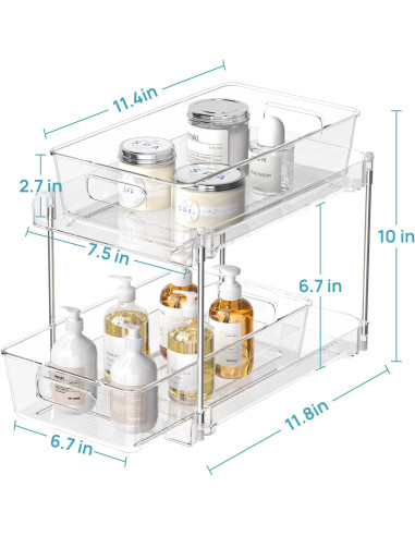 Organizador Vtopmart 2 Niveles para Baño y Cocina Transparente