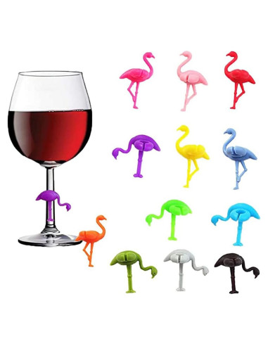 Marcadores de Copas de Vino de Silicona 12 Pcs Flamenco