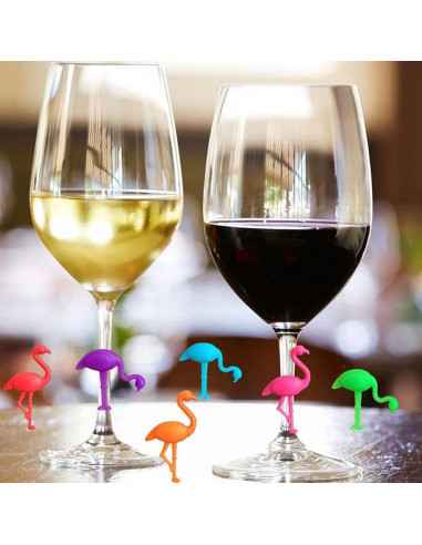 Marcadores de Copas de Vino de Silicona 12 Pcs Flamenco