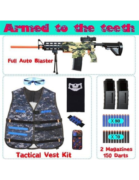 Rifle de francotirador Vioofun con 150 dardos y chaleco táctico