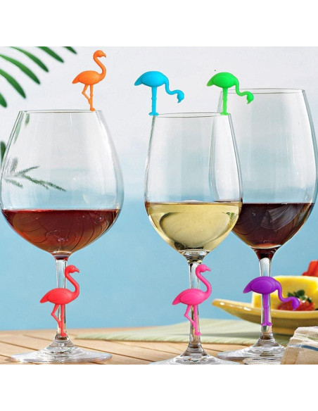Marcadores de Copas de Vino de Silicona 12 Pcs Flamenco