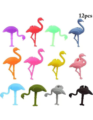 Marcadores de Copas de Vino de Silicona 12 Pcs Flamenco