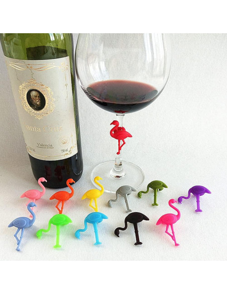 Marcadores de Copas de Vino de Silicona 12 Pcs Flamenco