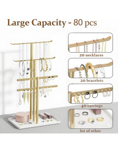 Soporte Organizador de Joyería pickpiff 3 Niveles Dorado 2