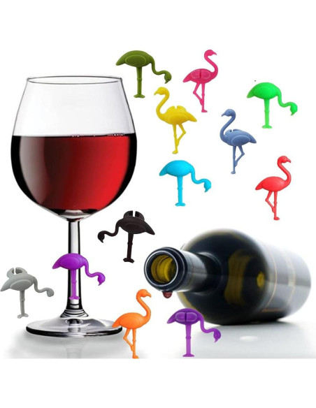 Marcadores de Copas de Vino de Silicona 12 Pcs Flamenco