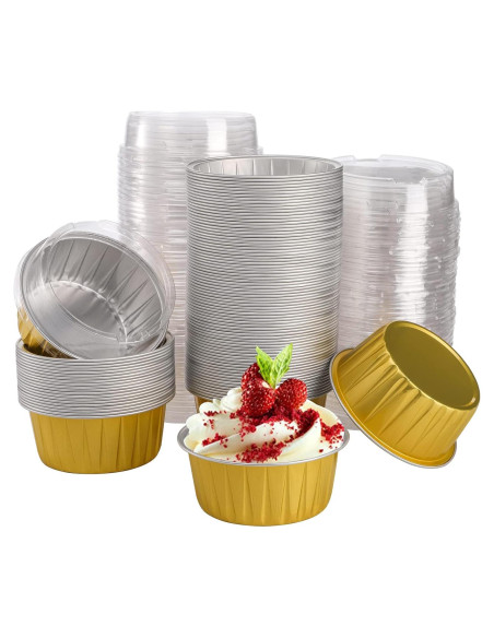 Tazas de Hornear Desechables DEAYOU 100-Pack 150ml Doradas