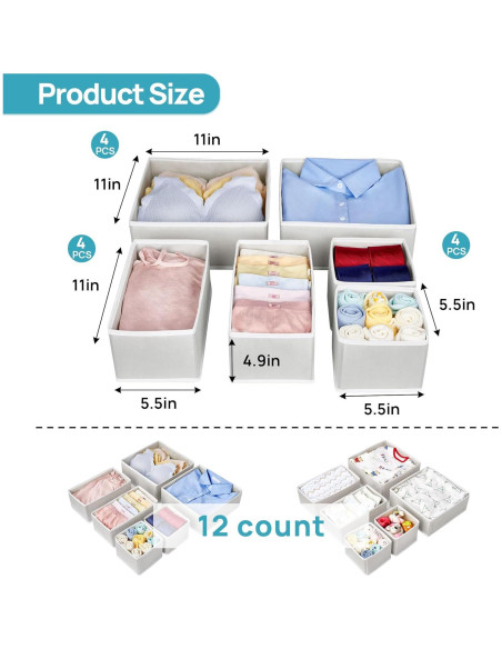 Organizador de Ropa Vtopmart 12 Piezas Tela Plegable