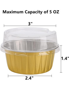 Tazas de Hornear Desechables DEAYOU 100-Pack 150ml Doradas 2
