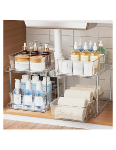 Organizador de Baño FabSpace 2 Niveles Transparente 2 Pzs
