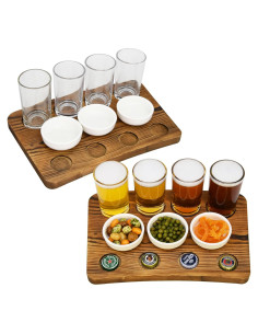 Juego de 2 Bandejas de Vuelo de Cerveza Owlgift Rústico