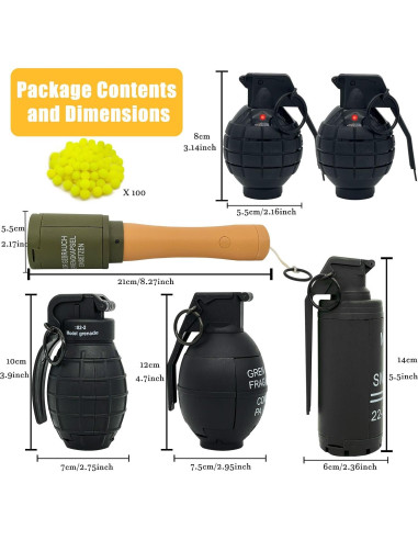 6 Piezas Juguete Granada Táctica Reglory con 100 Balas