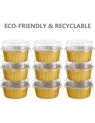 Tazas de Hornear Desechables DEAYOU 100-Pack 150ml Doradas