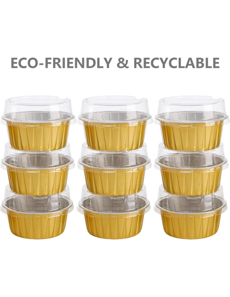 Tazas de Hornear Desechables DEAYOU 100-Pack 150ml Doradas