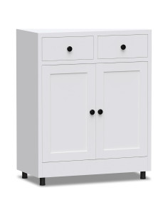 Armario de Almacenamiento JINKUR Blanco 2 Cajones Estante Ajustable